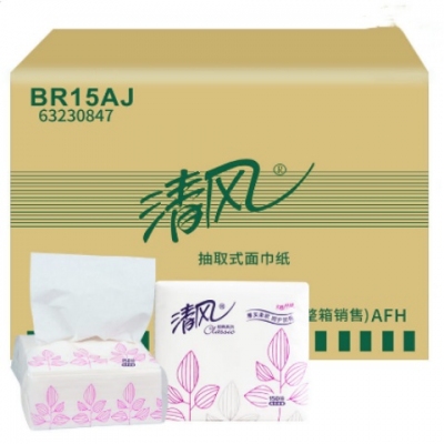 清风 BR15AJ 餐巾纸面巾纸 2层 150抽/包 100包/箱 计价单位:箱
